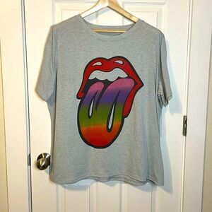 Rolling Stones rainbow tongue tee plus sz 3x